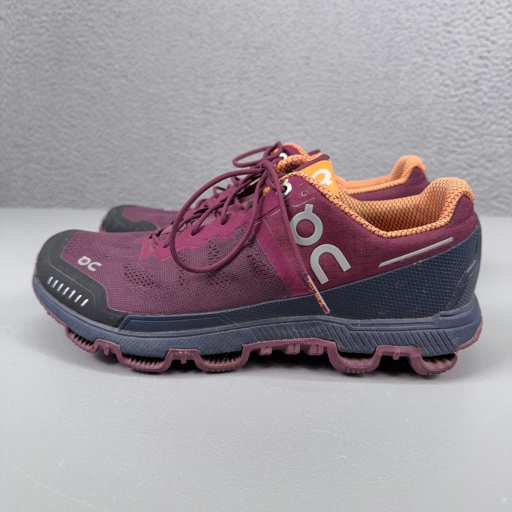 On Running Shoes Womens 7 Burgundy Navy Cloudventure Trail Running Sneakers